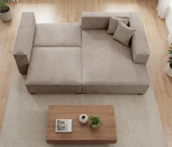 Sofa 2-Sitzer mit Auszugsbett links, Longchair rechts »Cumello«, mocca