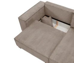 Sofa 2-Sitzer mit Auszugsbett links, Longchair rechts »Cumello«, mocca