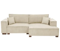 Sofa 2-Sitzer mit Auszugsbett links, Longchair rechts »Cumello«, creme