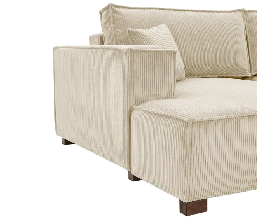 Sofa 2-Sitzer mit Auszugsbett rechts, Longchair links »Cumello«, creme