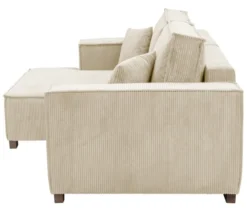 Sofa 2-Sitzer mit Auszugsbett rechts, Longchair links »Cumello«, creme