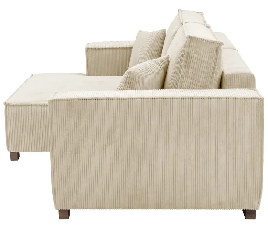 Sofa 2-Sitzer mit Auszugsbett rechts, Longchair links »Cumello«, creme