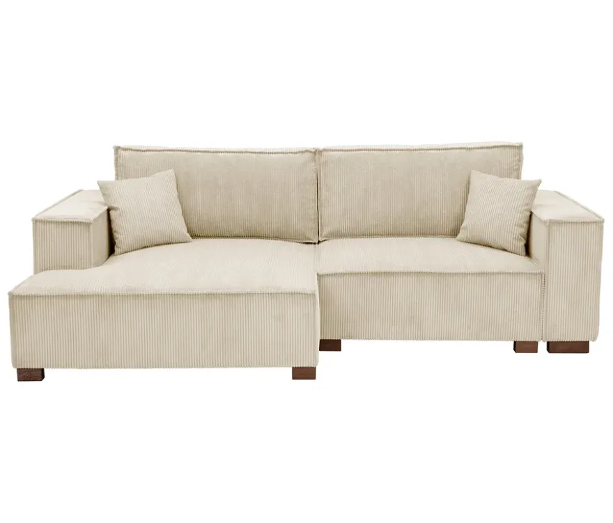 Sofa 2-Sitzer mit Auszugsbett rechts, Longchair links »Cumello«, creme