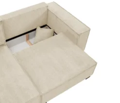 Sofa 2-Sitzer mit Auszugsbett rechts, Longchair links »Cumello«, creme