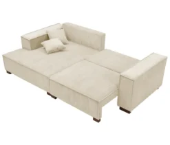 Sofa 2-Sitzer mit Auszugsbett rechts, Longchair links »Cumello«, creme