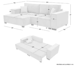 Sofa 2-Sitzer mit Auszugsbett rechts, Longchair links »Cumello«, mocca