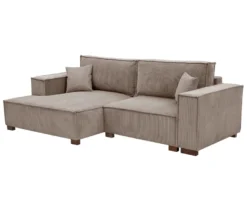 Sofa 2-Sitzer mit Auszugsbett rechts, Longchair links »Cumello«, mocca