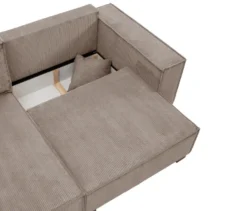 Sofa 2-Sitzer mit Auszugsbett rechts, Longchair links »Cumello«, mocca