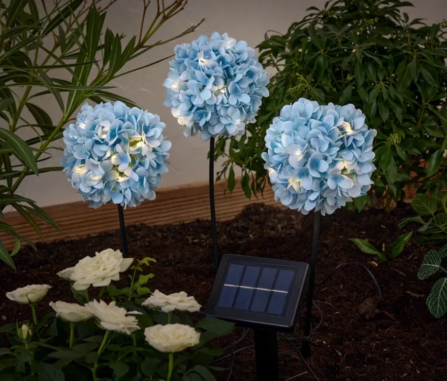 3 Solar-Spieße »Hortensie«