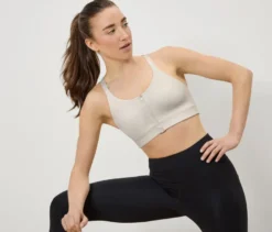 Sport-BH mit Frontreißverschluss, offwhite