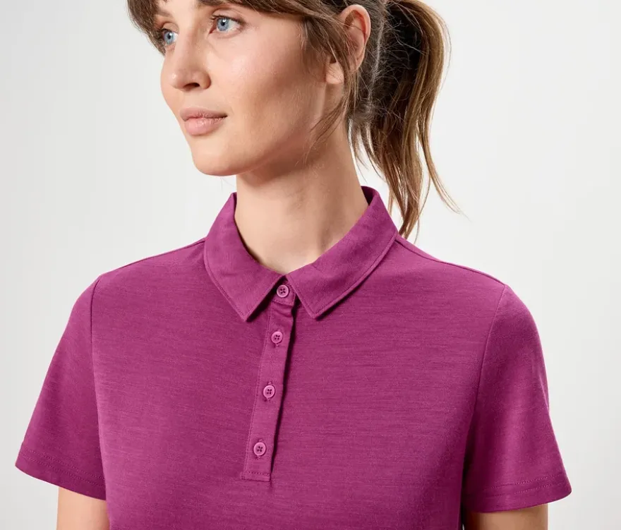 Sport-Poloshirt mit Merinowolle, pink