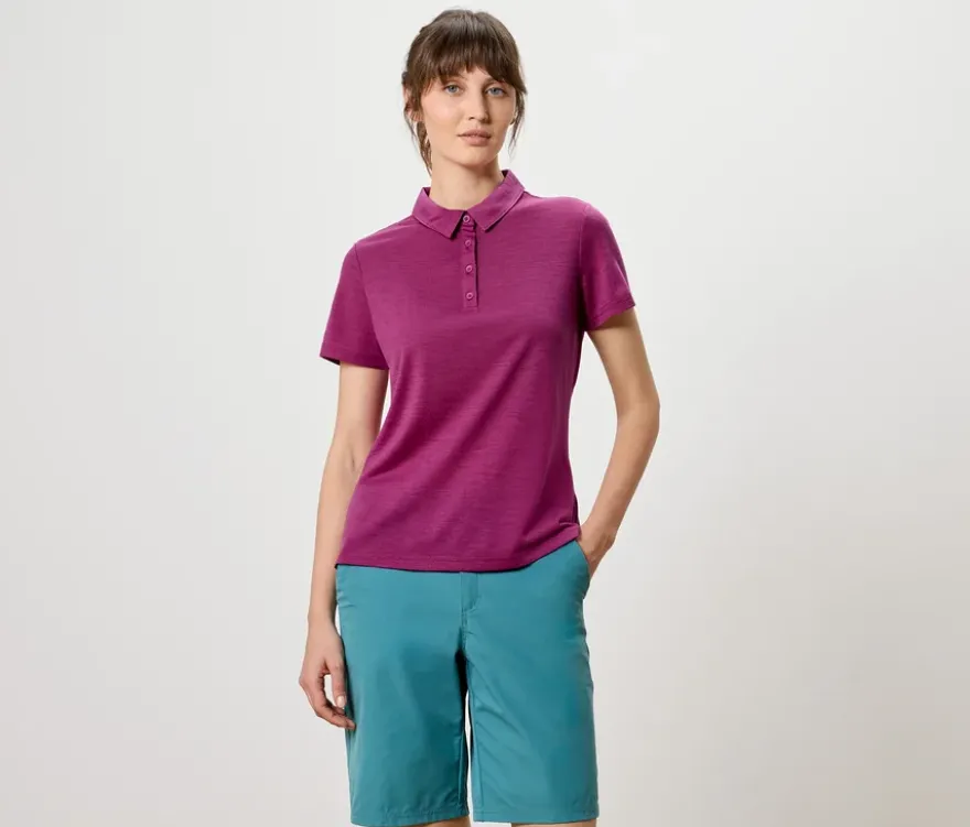 Sport-Poloshirt mit Merinowolle, pink