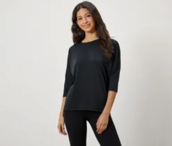 3/4-Sportshirt, schwarz