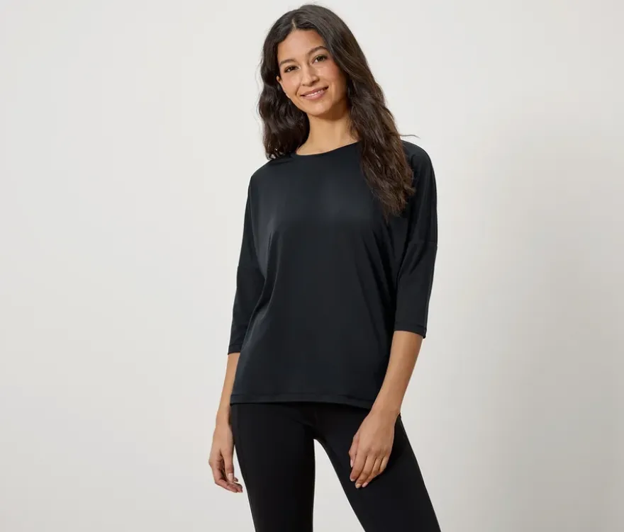 3/4-Sportshirt, schwarz