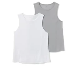 2 Sport-Tops, grau und weiß