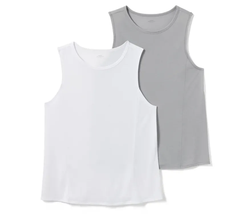 2 Sport-Tops, grau und weiß