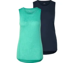 2 Sport-Tops, navy/türkis