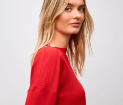 Street One T-Shirt mit Rippdetail, rot