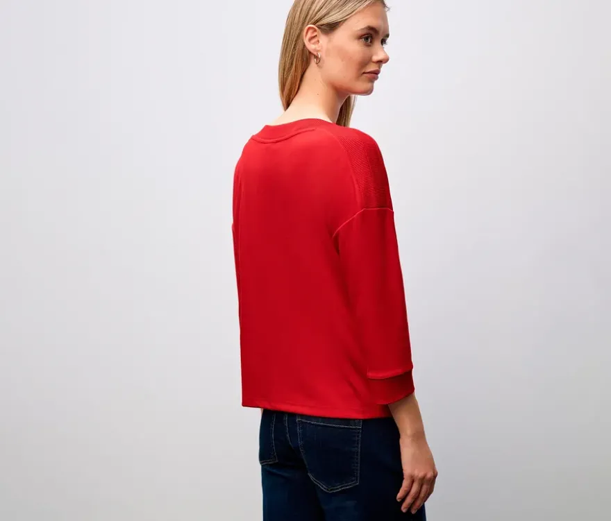 Street One T-Shirt mit Rippdetail, rot