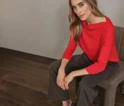 Street One T-Shirt mit Rippdetail, rot