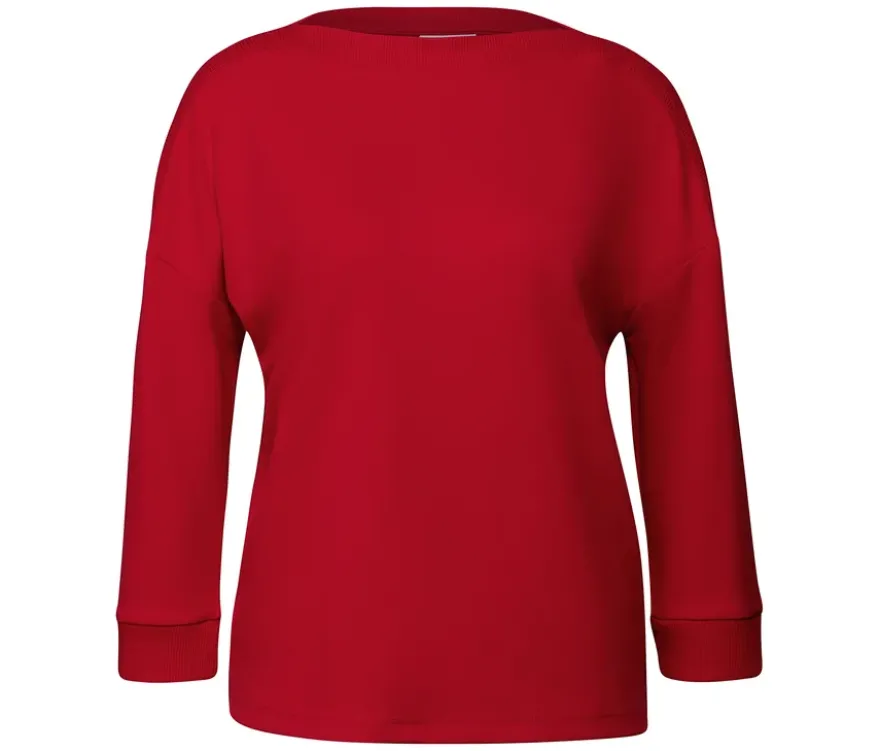 Street One T-Shirt mit Rippdetail, rot