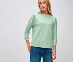 Street One T-Shirt mit Rippdetail, salbeigrün