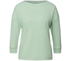 Street One T-Shirt mit Rippdetail, salbeigrün