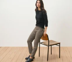 Stretchhose mit Hahnentritt-Jacquard