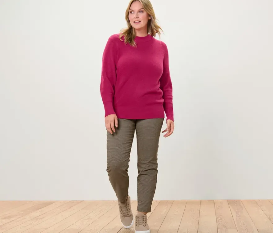 Stretchhose mit Hahnentritt-Jacquard