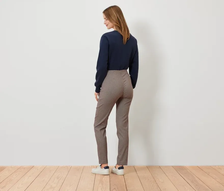 Stretchhose mit Hahnentritt-Jacquard