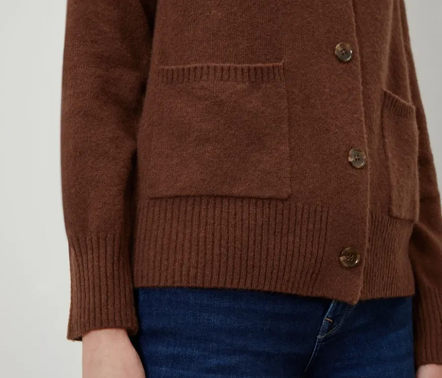 Strickcardigan, Wollmix, cognac