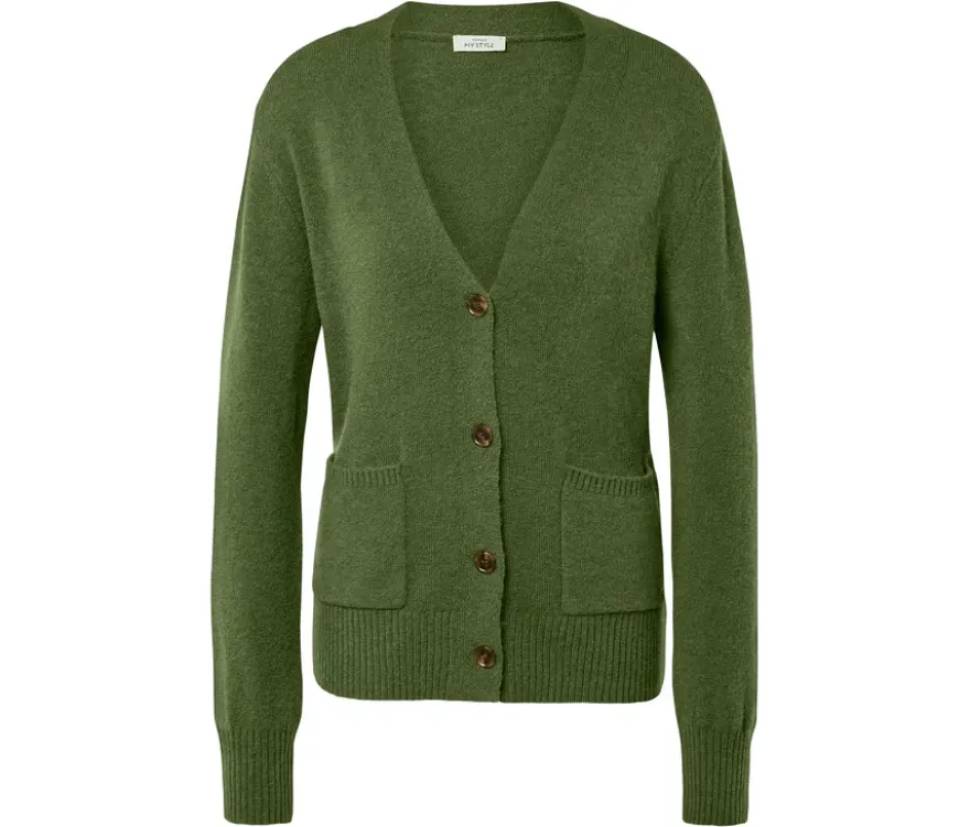 Strickcardigan, Wollmix, hellgrün