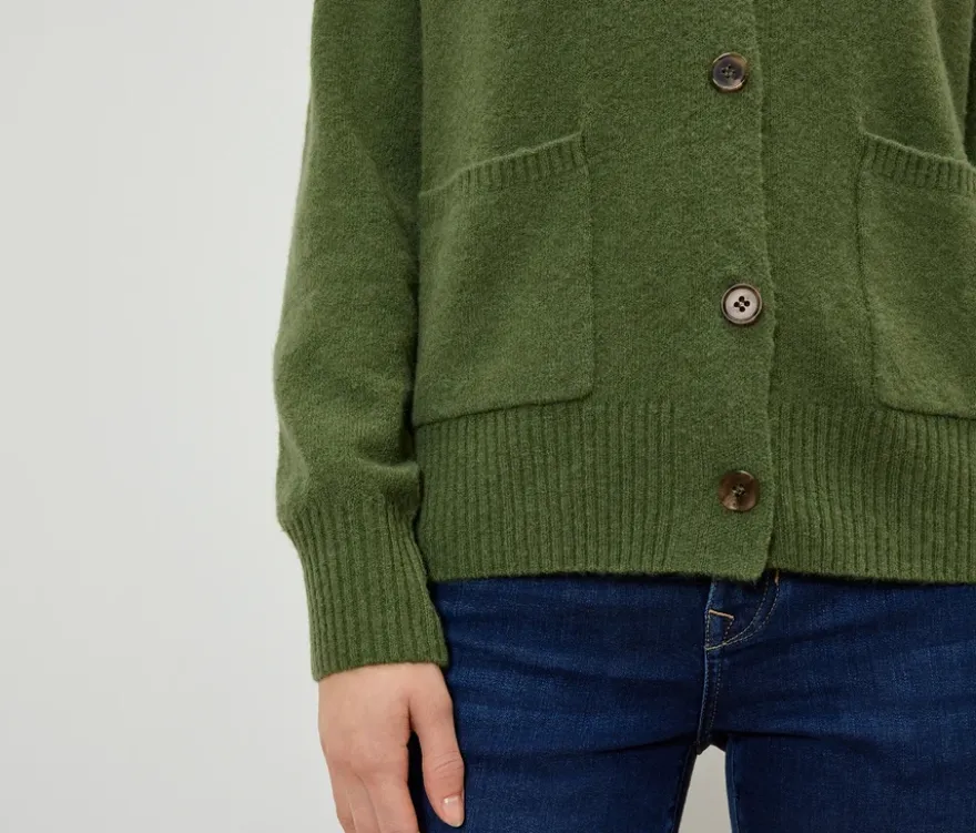 Strickcardigan, Wollmix, hellgrün