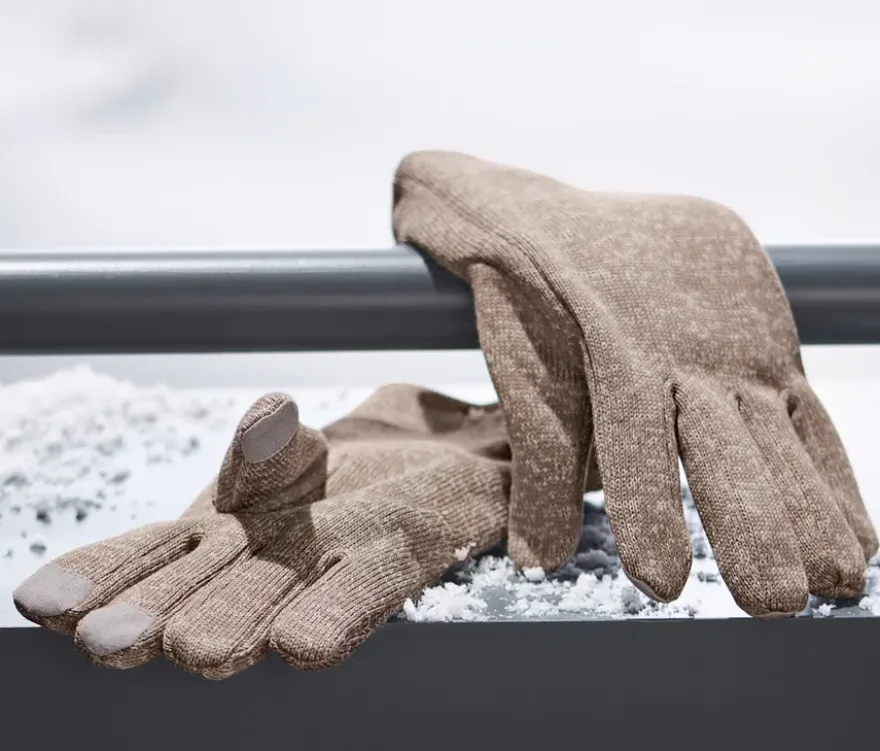 Strickfleece-Handschuhe, braun