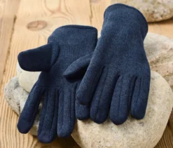 Strickfleece-Handschuhe, dunkelblau