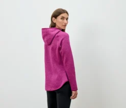 Strickfleecejacke mit Kapuze, pink