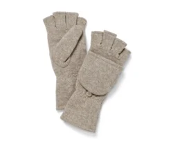 Strickfleece-Klappfäustlinge, beige