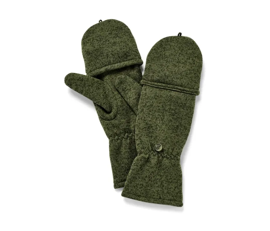 Strickfleece-Klappfäustlinge, khaki