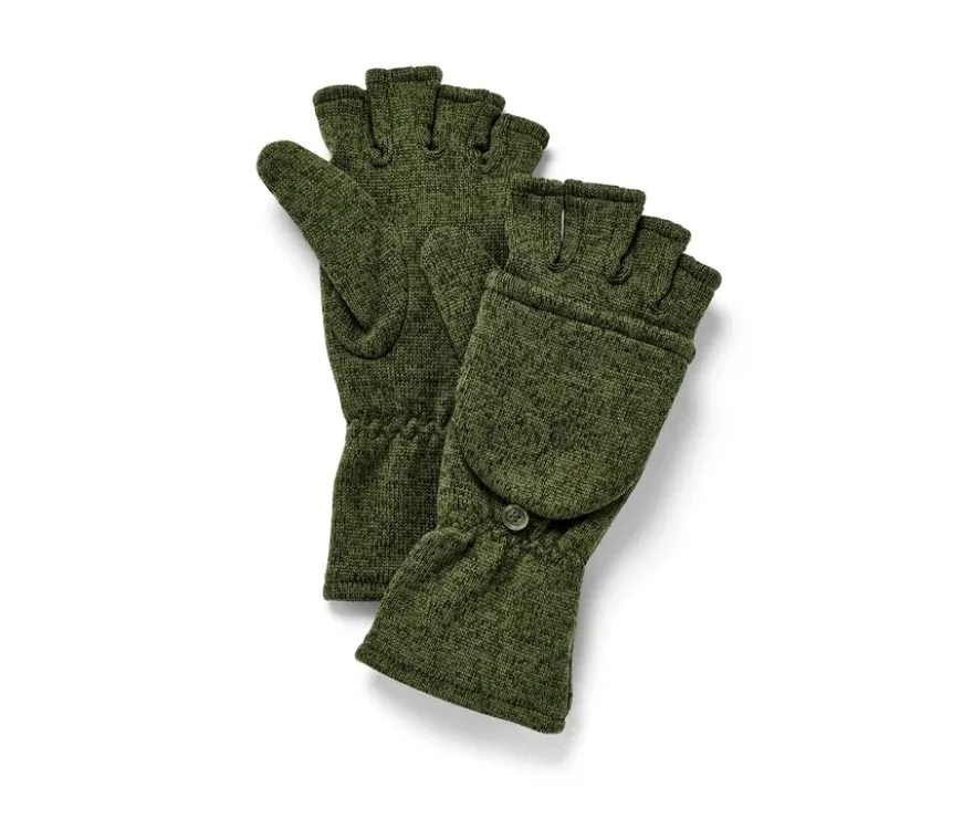 Strickfleece-Klappfäustlinge, khaki