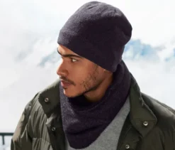 Strickfleece-Schlauchschal, blau