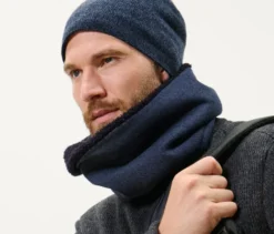 Strickfleece-Schlauchschal, dunkelblau
