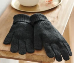 Strickhandschuhe mit Wolle, anthrazit