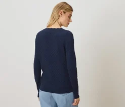 Strickjacke mit Ajour-Muster, dunkelblau