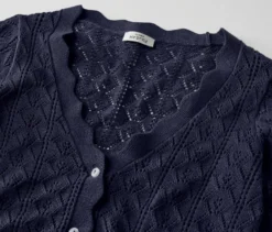 Strickjacke mit Ajour-Muster, dunkelblau