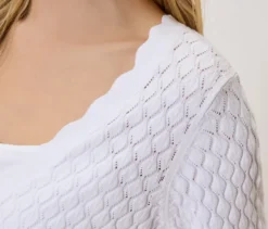 Strickjacke mit Ajour-Muster, weiß