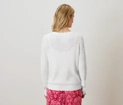 Strickjacke mit Ajour-Muster, weiß