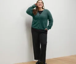 Strickjacke mit Wolle, dunkelgrün