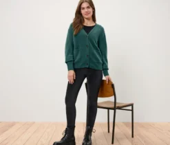 Strickjacke mit Wolle, dunkelgrün