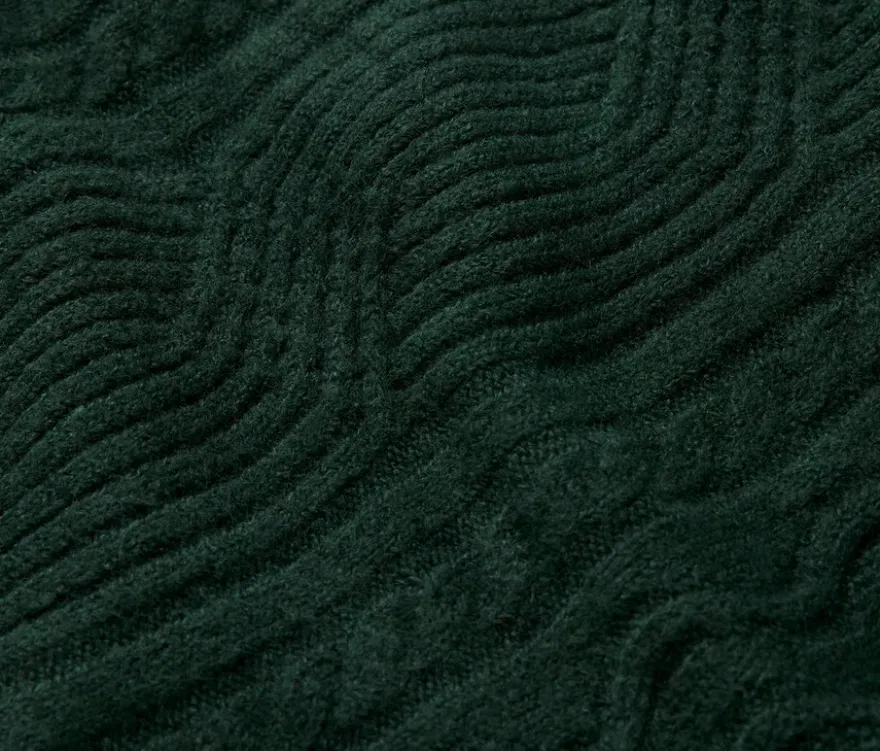 Strickkleid mit Zopfmuster, dunkelgrün