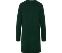 Strickkleid mit Zopfmuster, dunkelgrün
